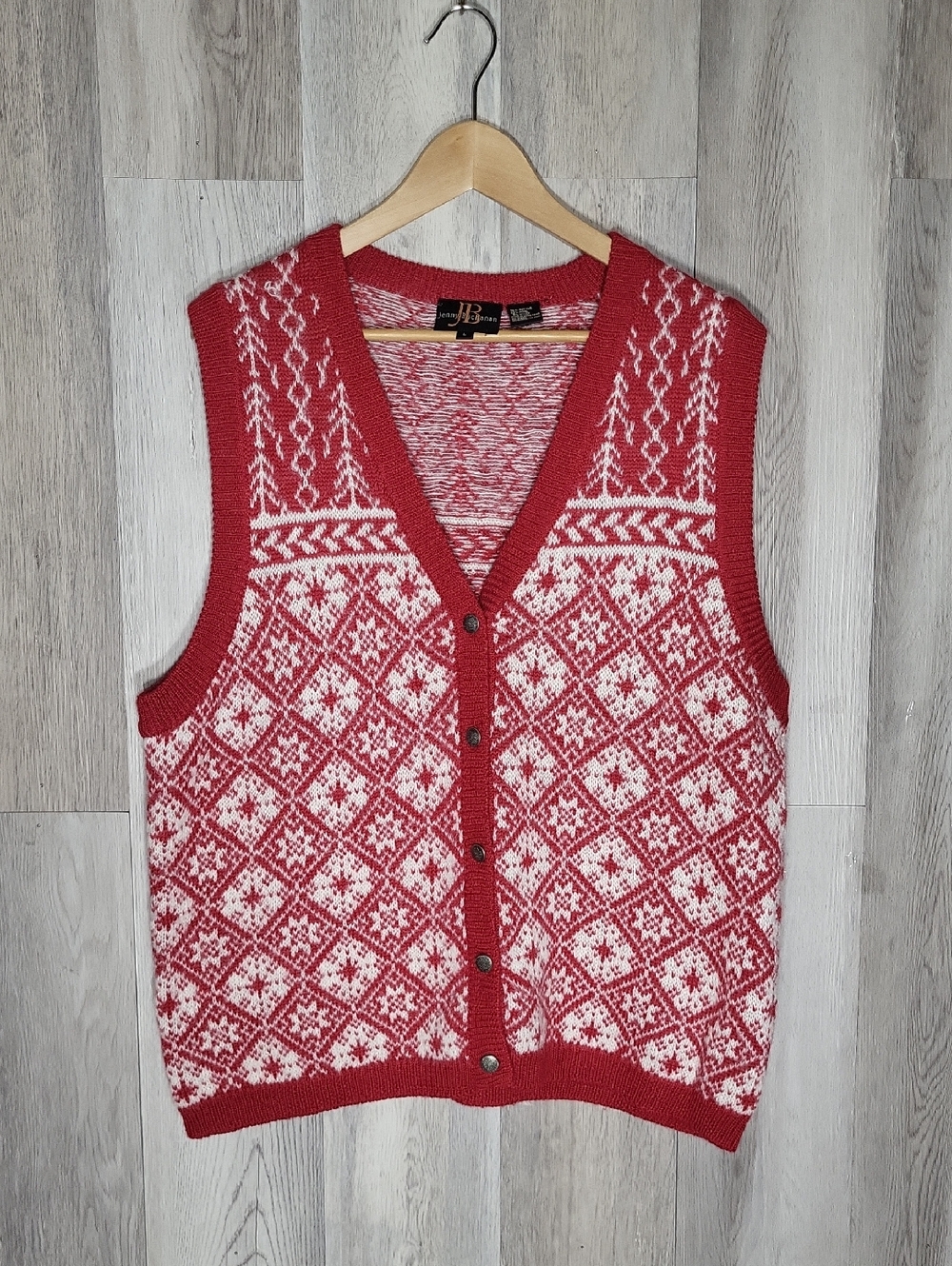 Vintage Jenny Buchanan Wool Blend Sweater Vest Button Front Knit Grandma Cottage